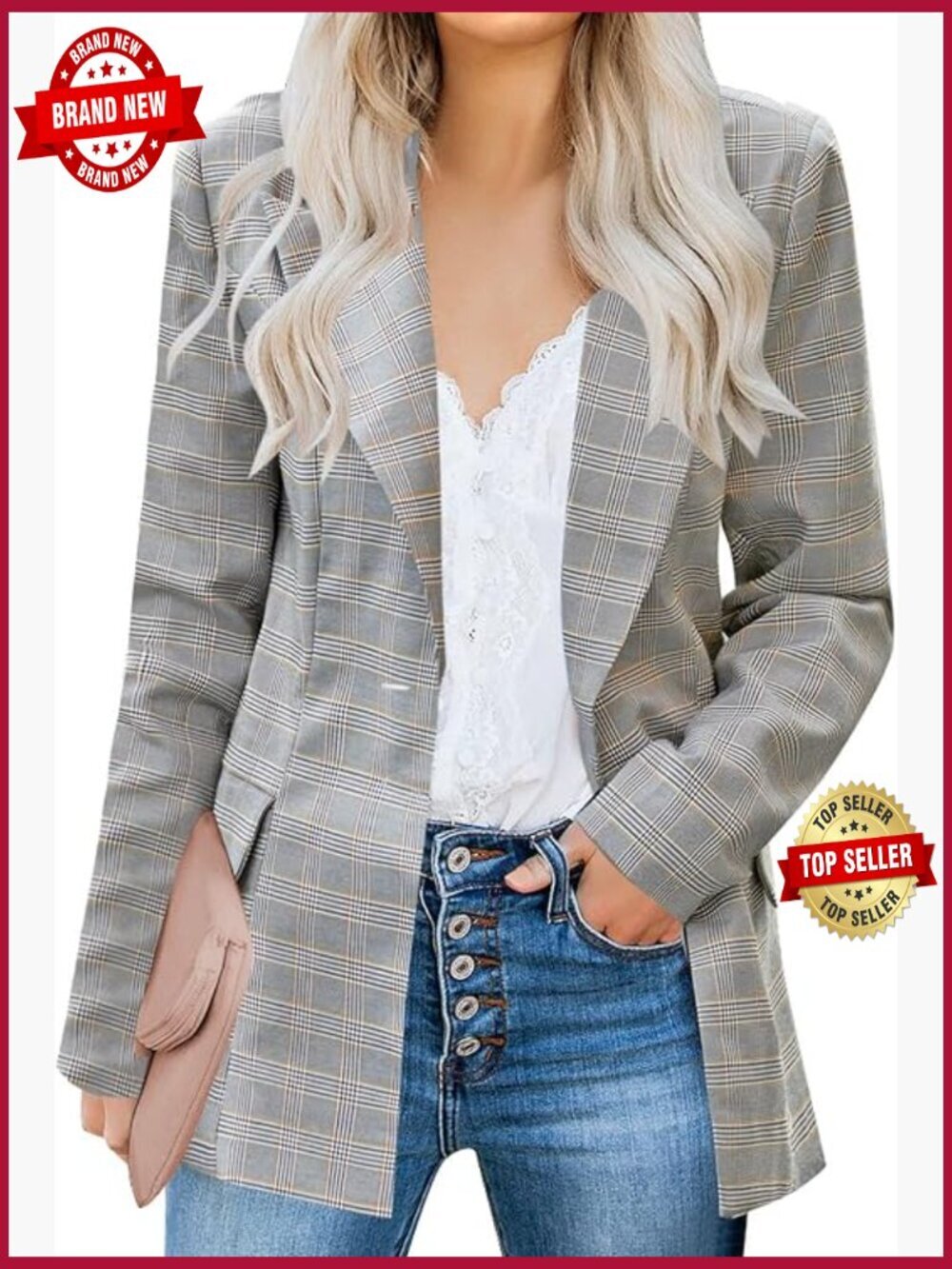 Women's Casual Long Sleeve Lapel Blazer Jacket